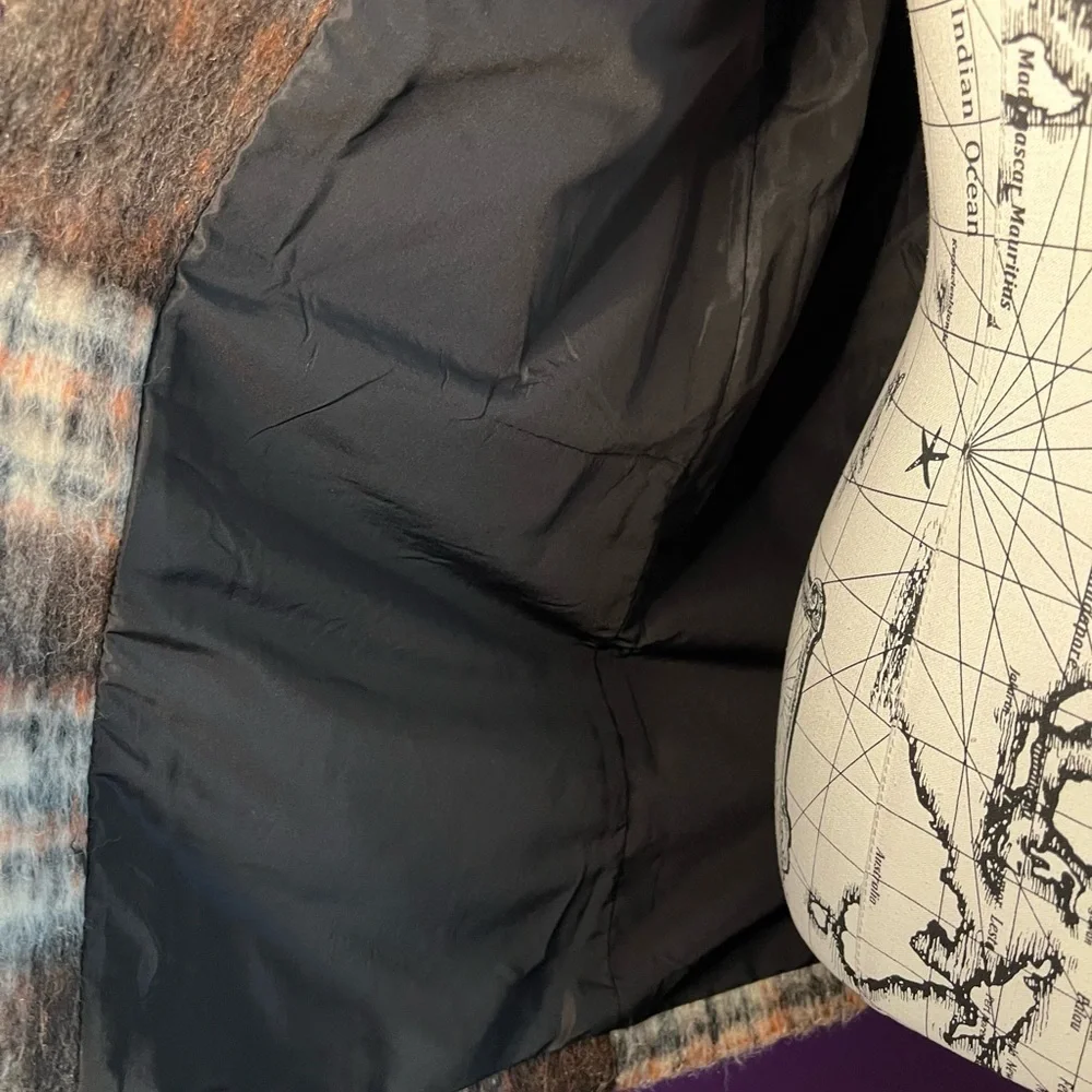 Mauve Anthropologie Brown/Orange Plaid Wool Jacket